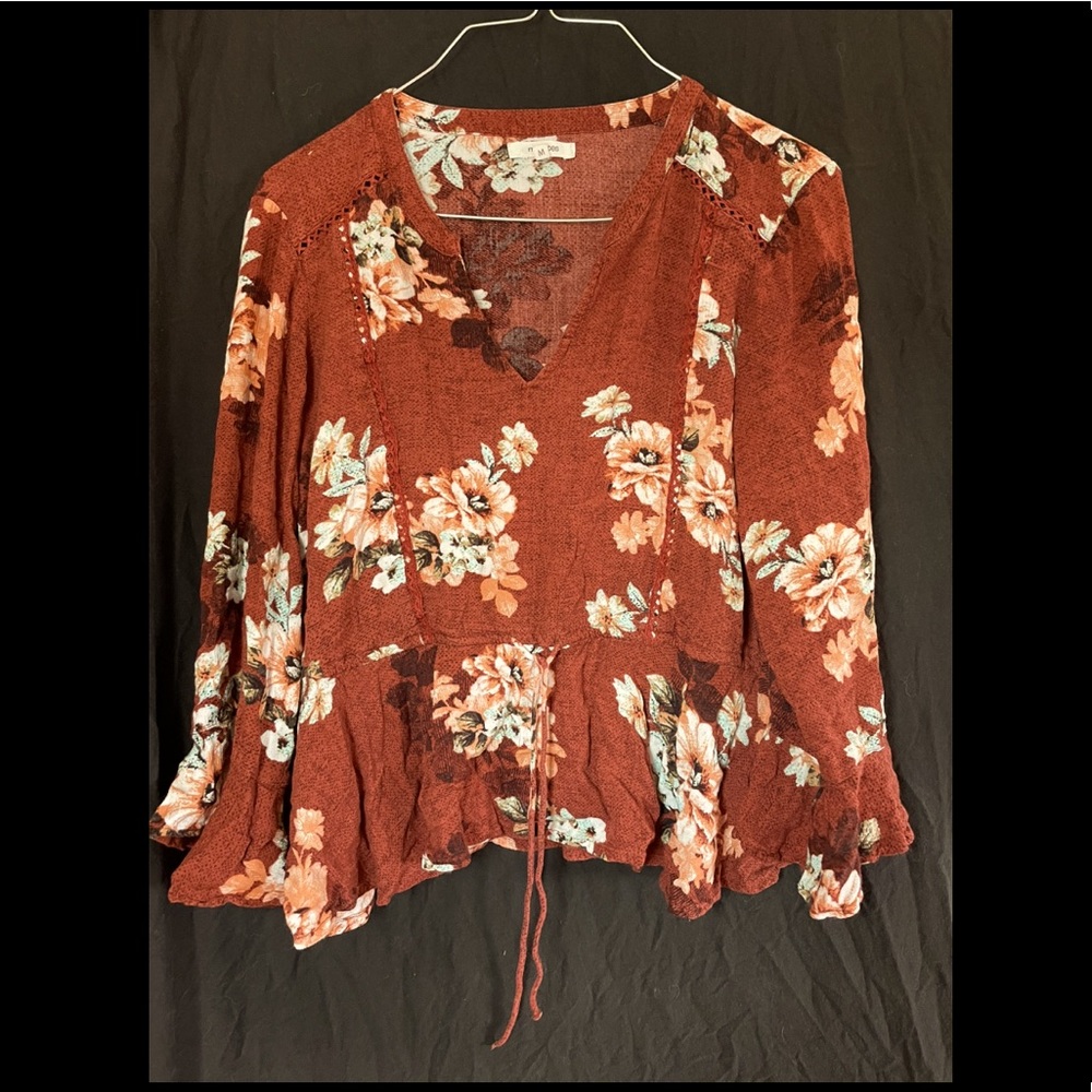 Maurices Orange Floral Shirt